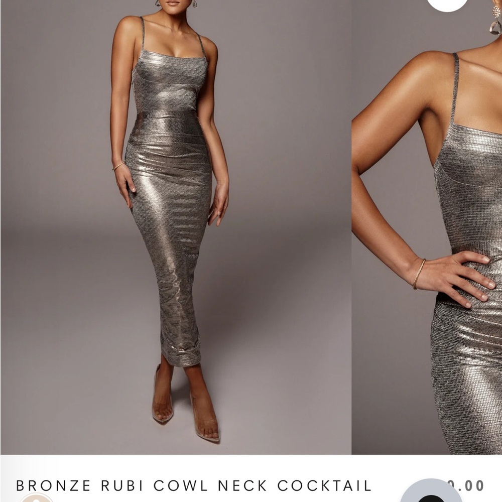 Silver/ bronze rubi cowl beck dress